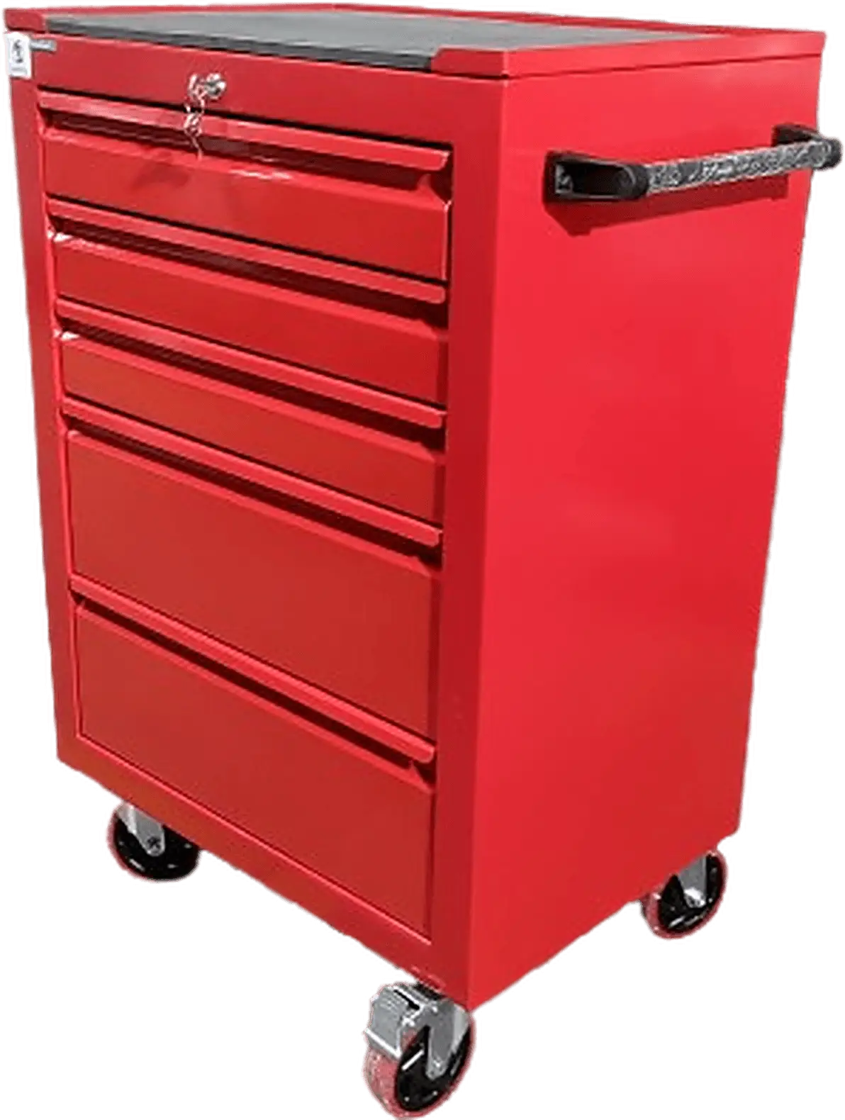 red 5 drawer roller tool cabinet with lockable top drawer and rubber top mat